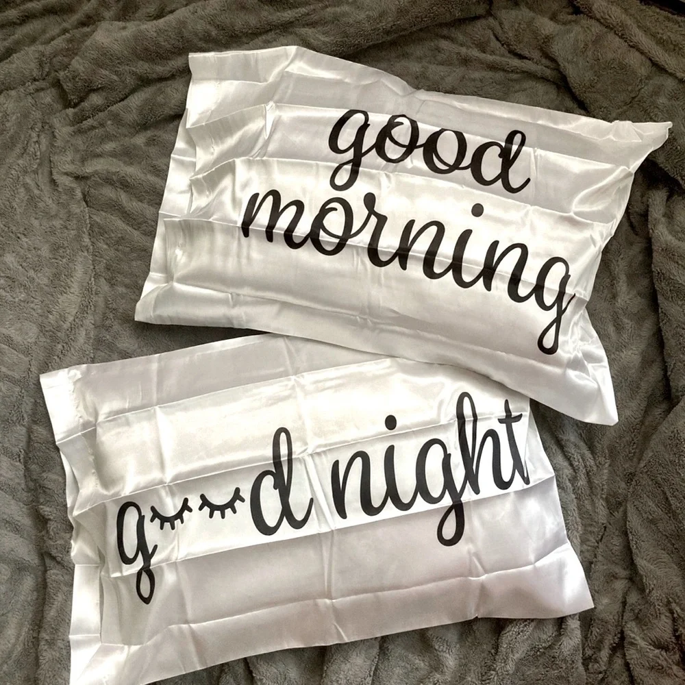 Good Morning & Goodnight Cute Satin Pillowcases